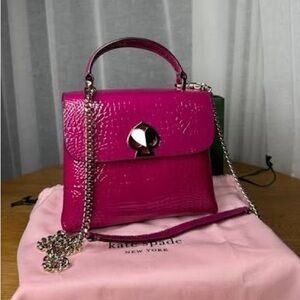 Kate Spade New York Romy mini top handle satchel in red croc-embossed